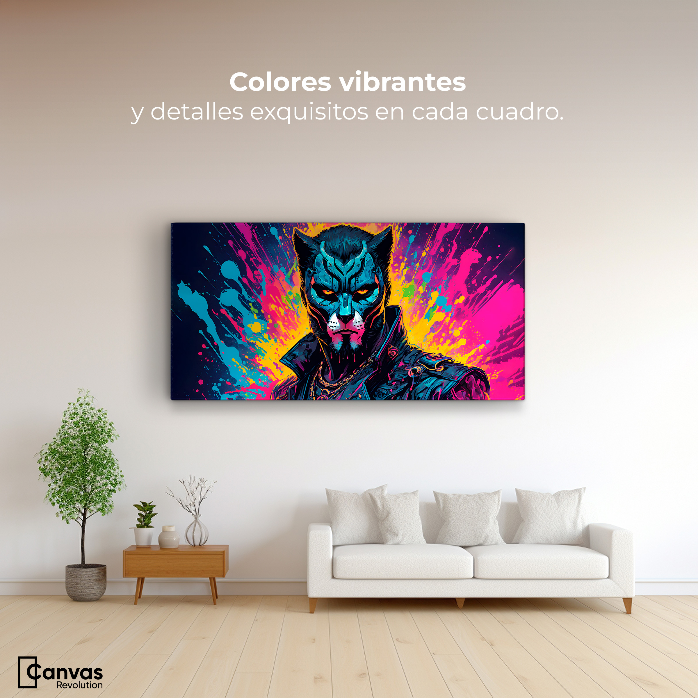 Foto 3 pulgar | Cuadro Decorativo Canvas Destellos Felinos 120x60