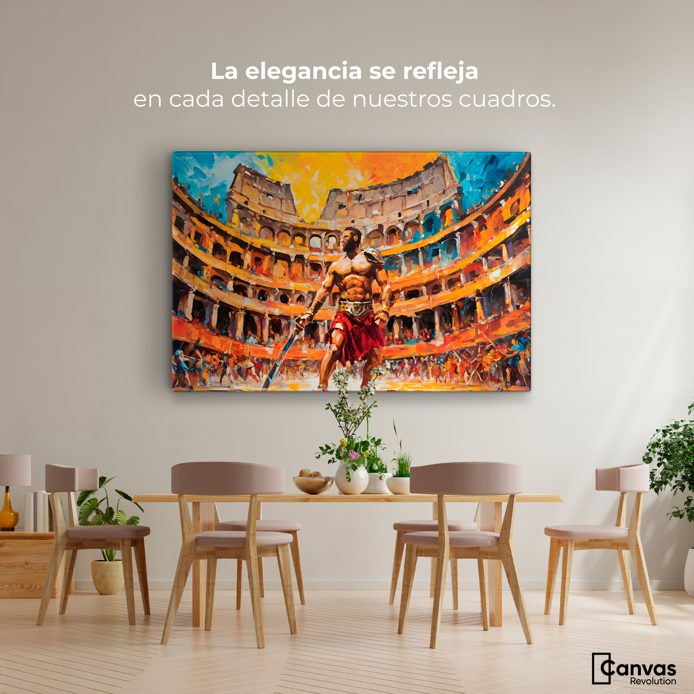 Foto 3 pulgar | Cuadro Decorativo Canvas Combate Gladiador 90x60