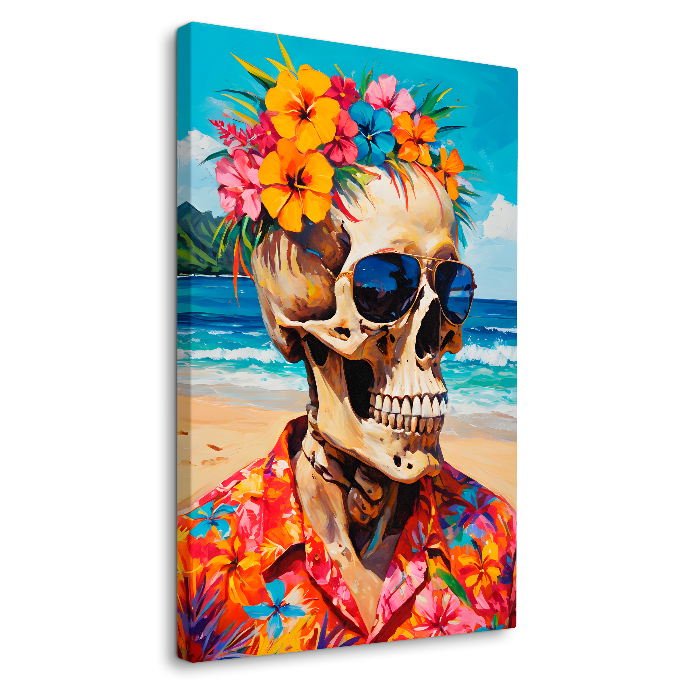 Foto 2 pulgar | Cuadro Decorativo Canvas Calavera Hawaii 60x90