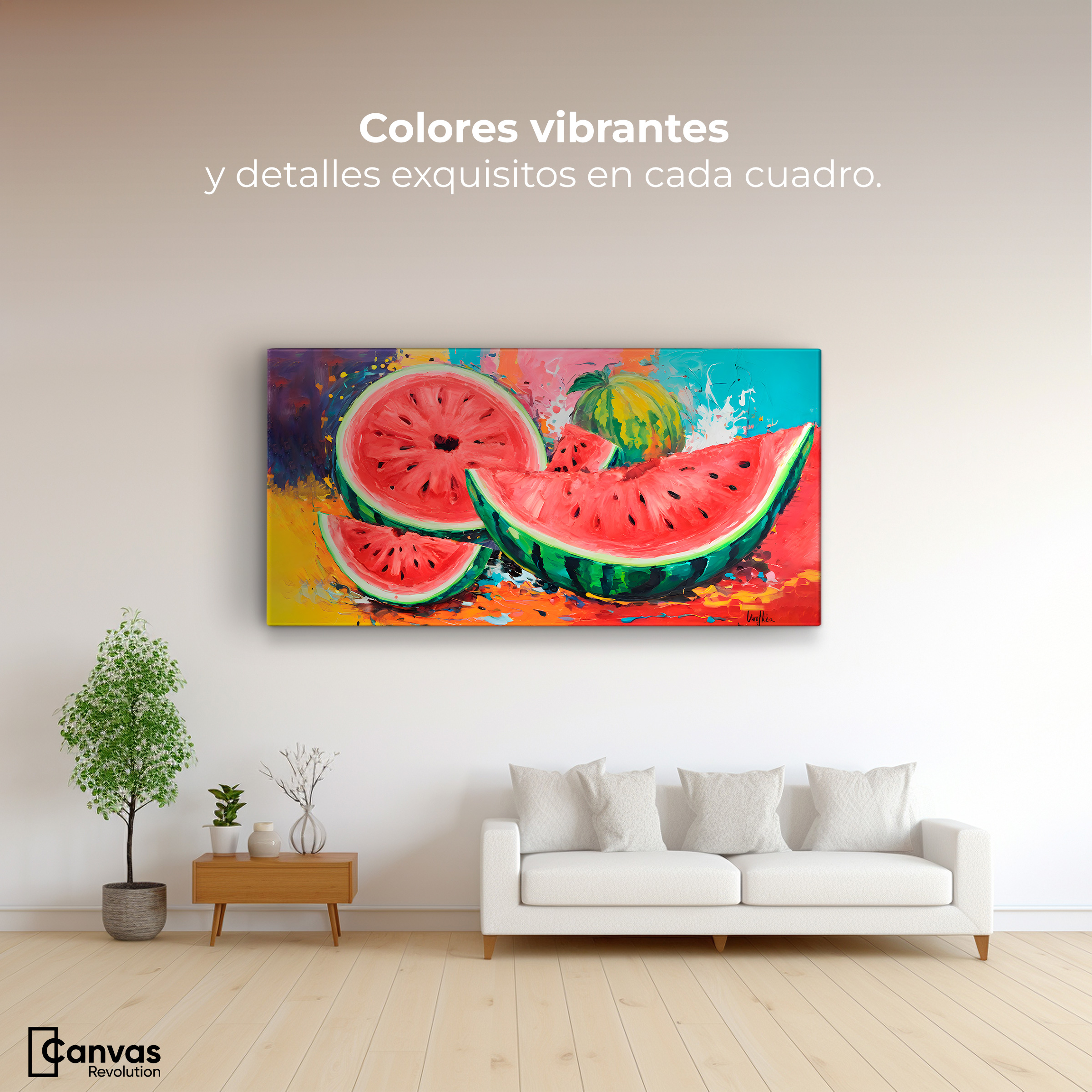 Foto 3 pulgar | Cuadro Decorativo Canvas Sandía Armonía 140x70