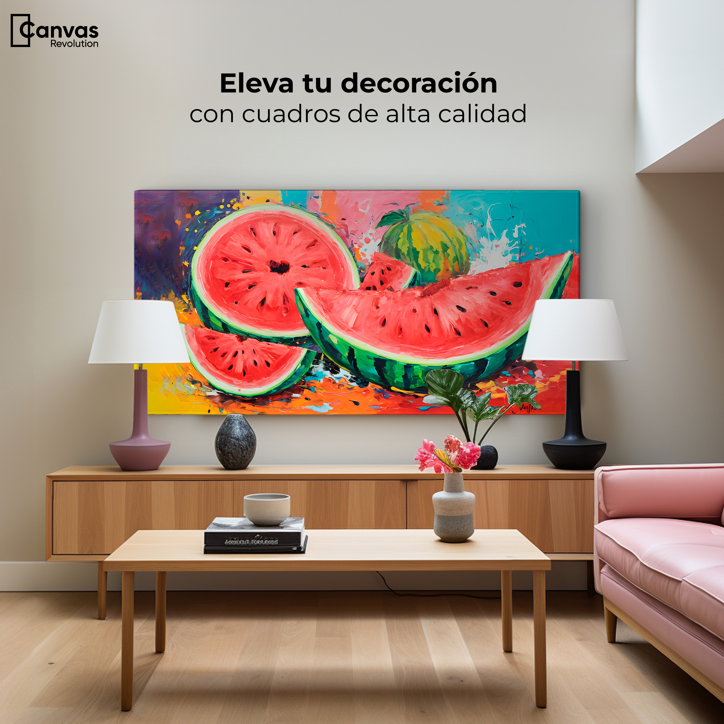 Foto 4 pulgar | Cuadro Decorativo Canvas Sandía Armonía 140x70