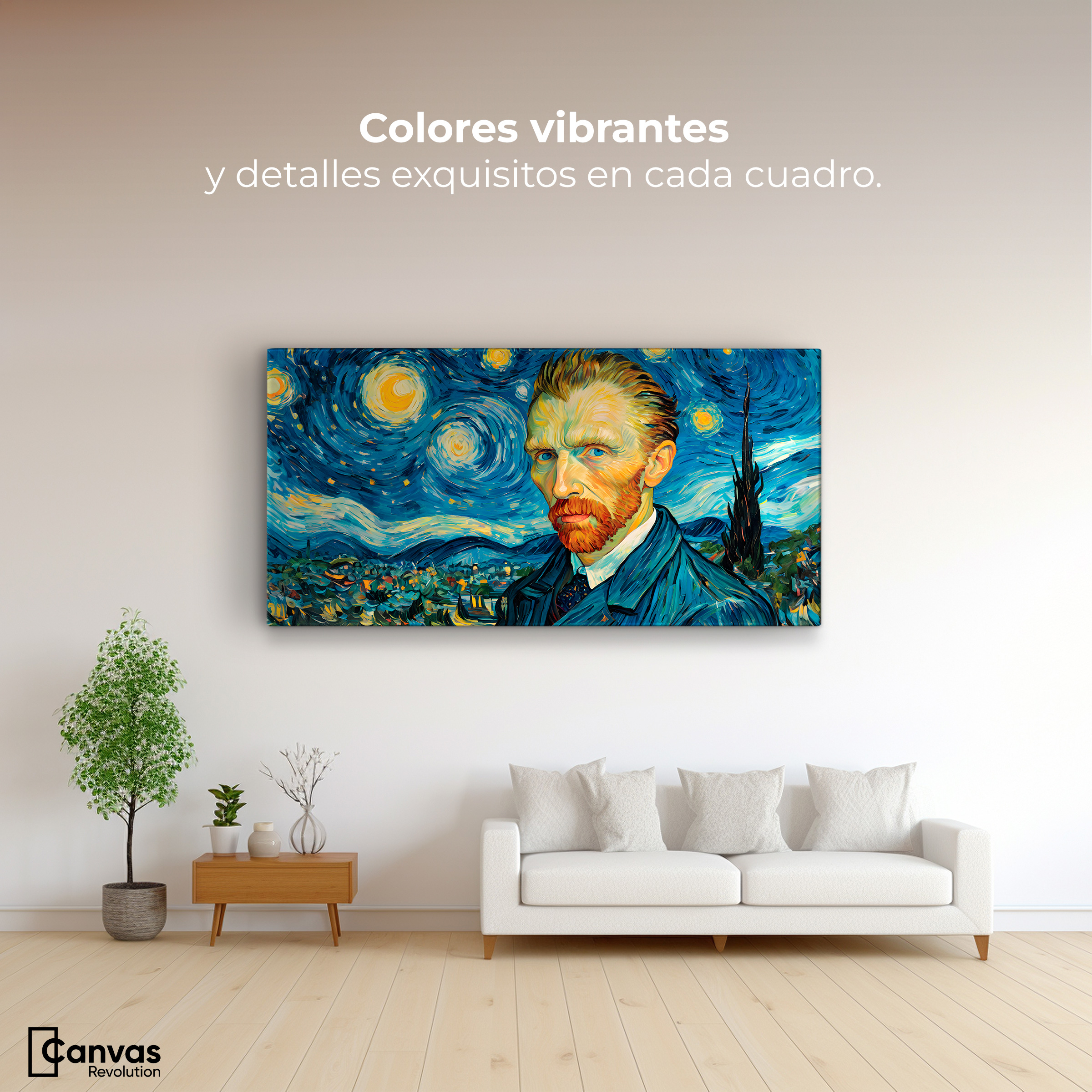 Foto 3 pulgar | Cuadro Decorativo Canvas Van Gogh Estrellado 140x70