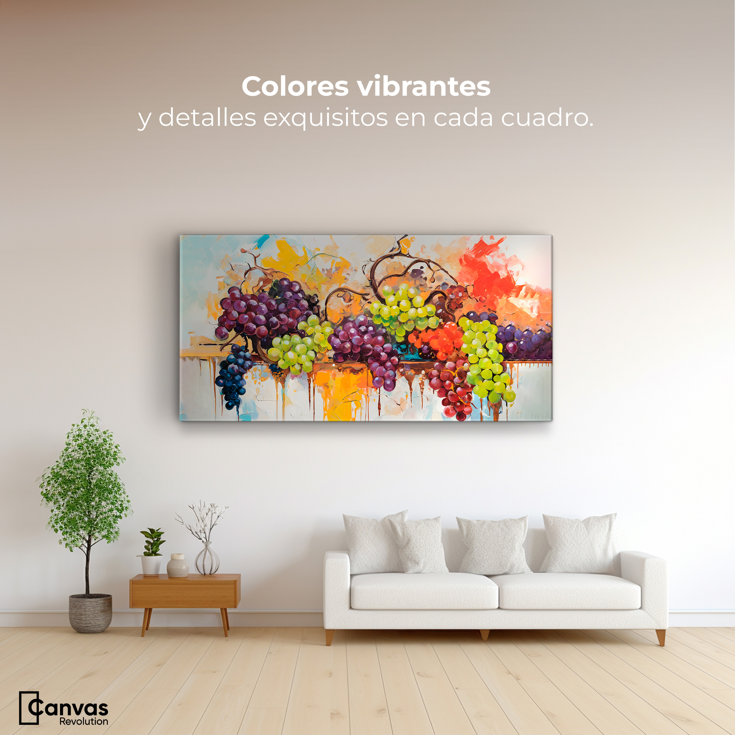 Foto 2 | Cuadro Decorativo Canvas Uvas Coloridas 140x70