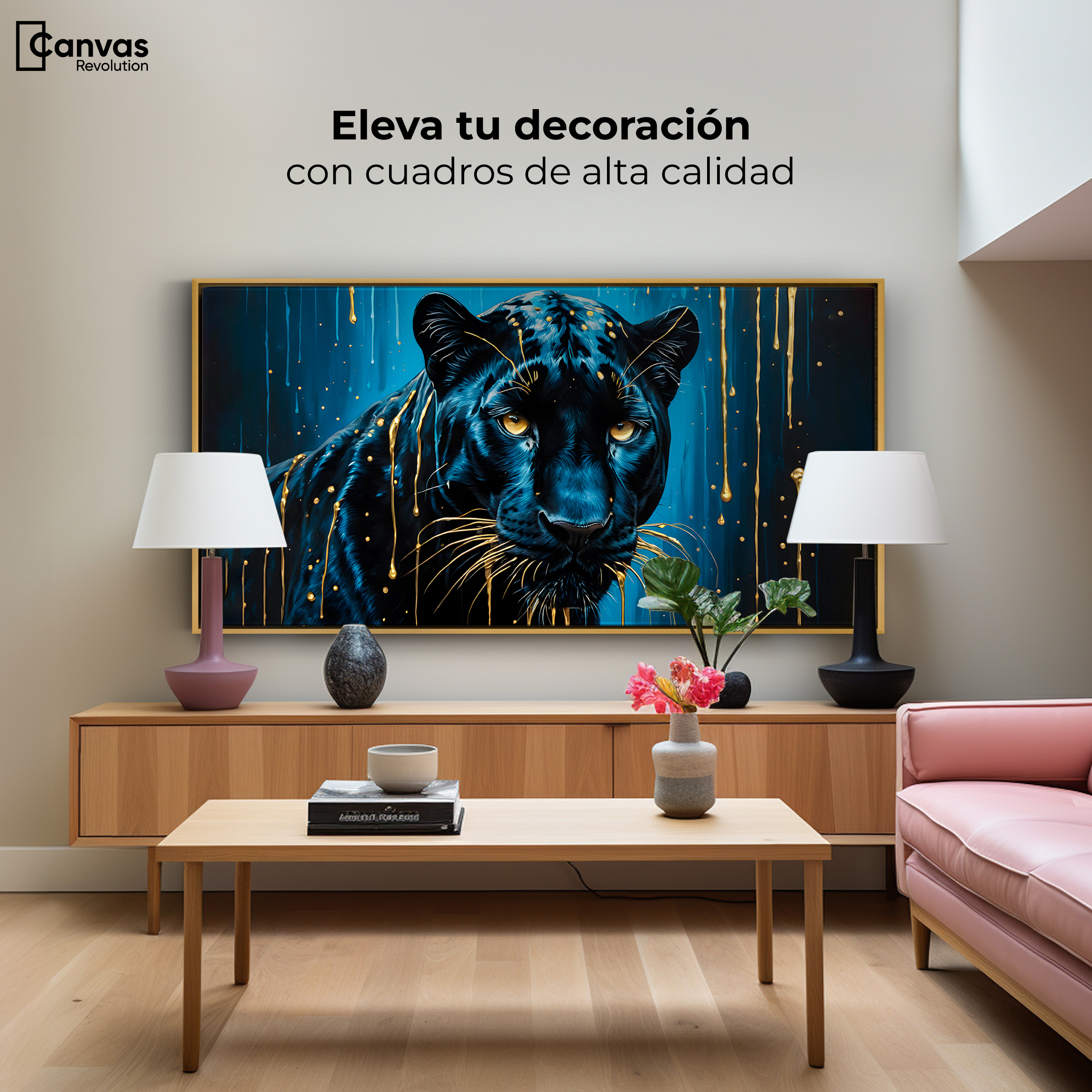 Foto 4 pulgar | Cuadro Decorativo Marco Flotante Mirada Nocturna 120x60 Marco Dorado