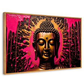 Foto 1 | Cuadro Decorativo Marco Flotante Buda Reflejo Oro Rosa 90x60 Marco Madera