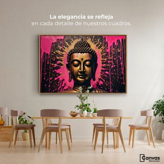 Foto 2 | Cuadro Decorativo Marco Flotante Buda Reflejo Oro Rosa 90x60 Marco Madera