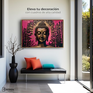 Foto 3 | Cuadro Decorativo Marco Flotante Buda Reflejo Oro Rosa 90x60 Marco Madera