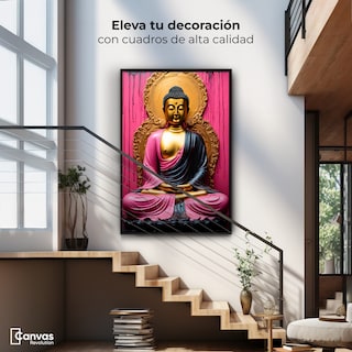 Foto 2 | Cuadro Decorativo Marco Flotante Meditación Dorada 60x90 Marco Negro