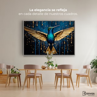 Foto 2 | Cuadro Decorativo Marco Flotante Colibrí Destellos 90x60 Marco Plateado