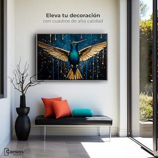 Foto 3 | Cuadro Decorativo Marco Flotante Colibrí Destellos 90x60 Marco Plateado