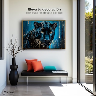 Foto 3 | Cuadro Decorativo Marco Flotante Mirada Nocturna 90x60 Marco Dorado