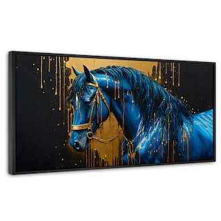 Foto 1 | Cuadro Decorativo Marco Flotante Elegancia Azul Oro 120x60 Marco Negro