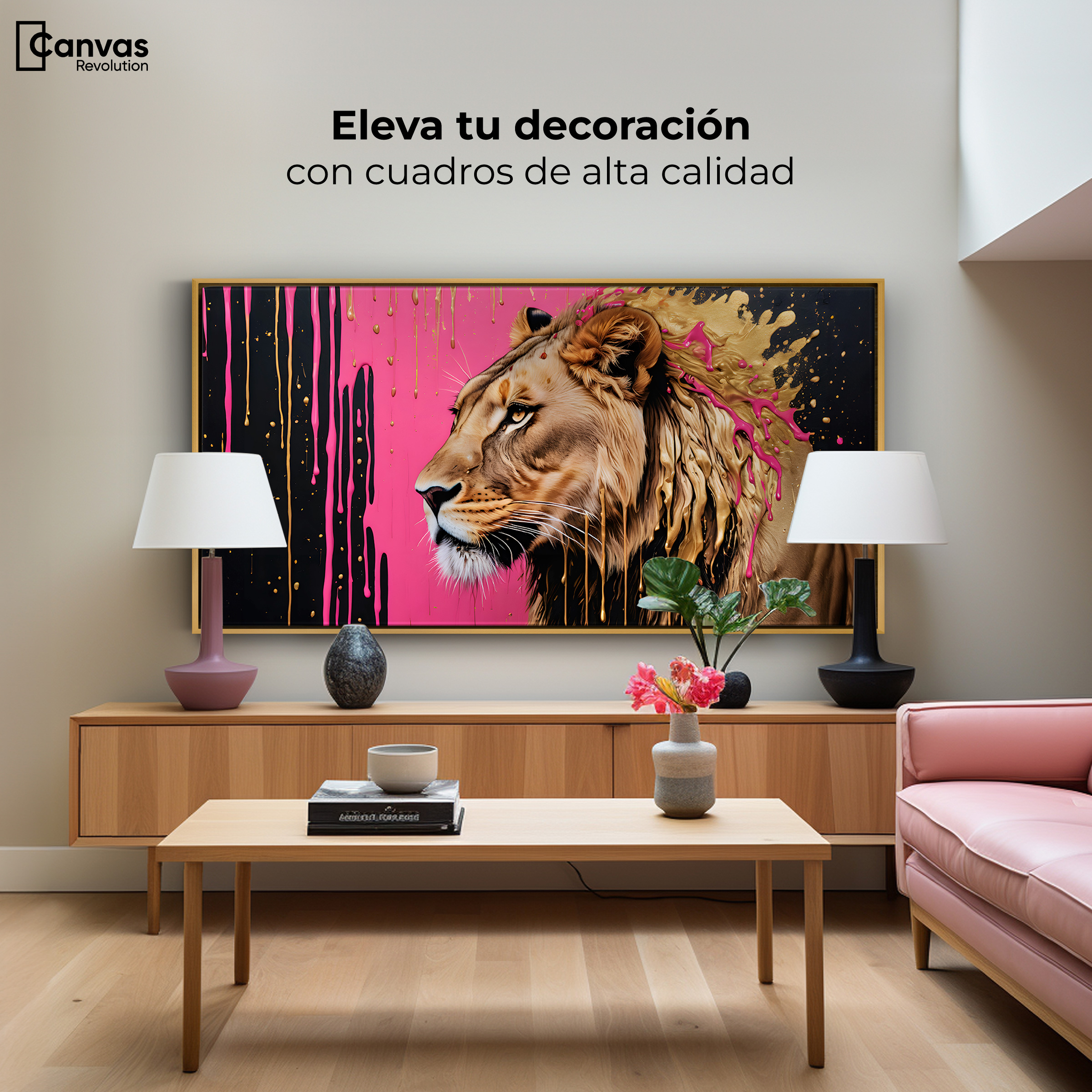 Foto 4 pulgar | Cuadro Decorativo Marco Flotante Melena Majestuosa 120x60 Marco Dorado