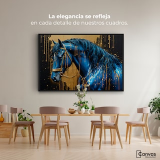 Foto 2 | Cuadro Decorativo Marco Flotante Elegancia Azul Oro 90x60 Marco Negro
