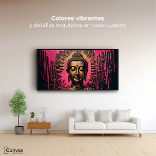 Foto 2 | Cuadro Decorativo Marco Flotante Buda Reflejo Oro Rosa 90x60 Marco Negro