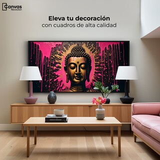 Foto 3 | Cuadro Decorativo Marco Flotante Buda Reflejo Oro Rosa 90x60 Marco Negro
