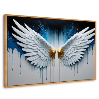 Foto 1 | Cuadro Decorativo Marco Flotante Alas Corazón Dorado 90x60 Marco Madera