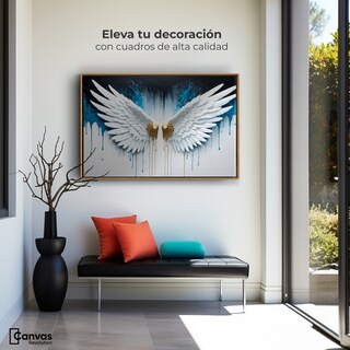 Foto 3 | Cuadro Decorativo Marco Flotante Alas Corazón Dorado 90x60 Marco Madera