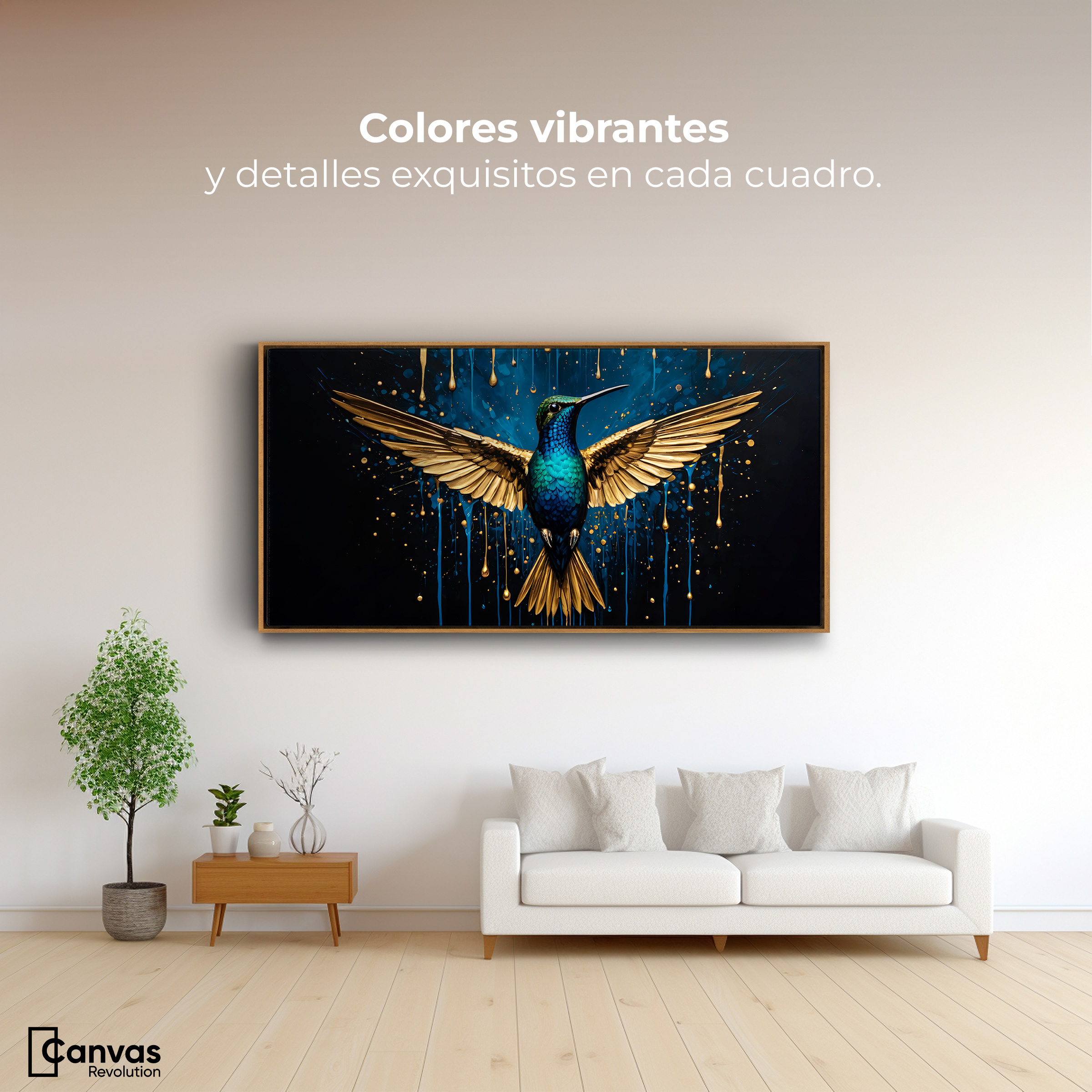 Foto 2 | Cuadro Decorativo Marco Flotante Colibrí Destellos 120x60 Marco Madera