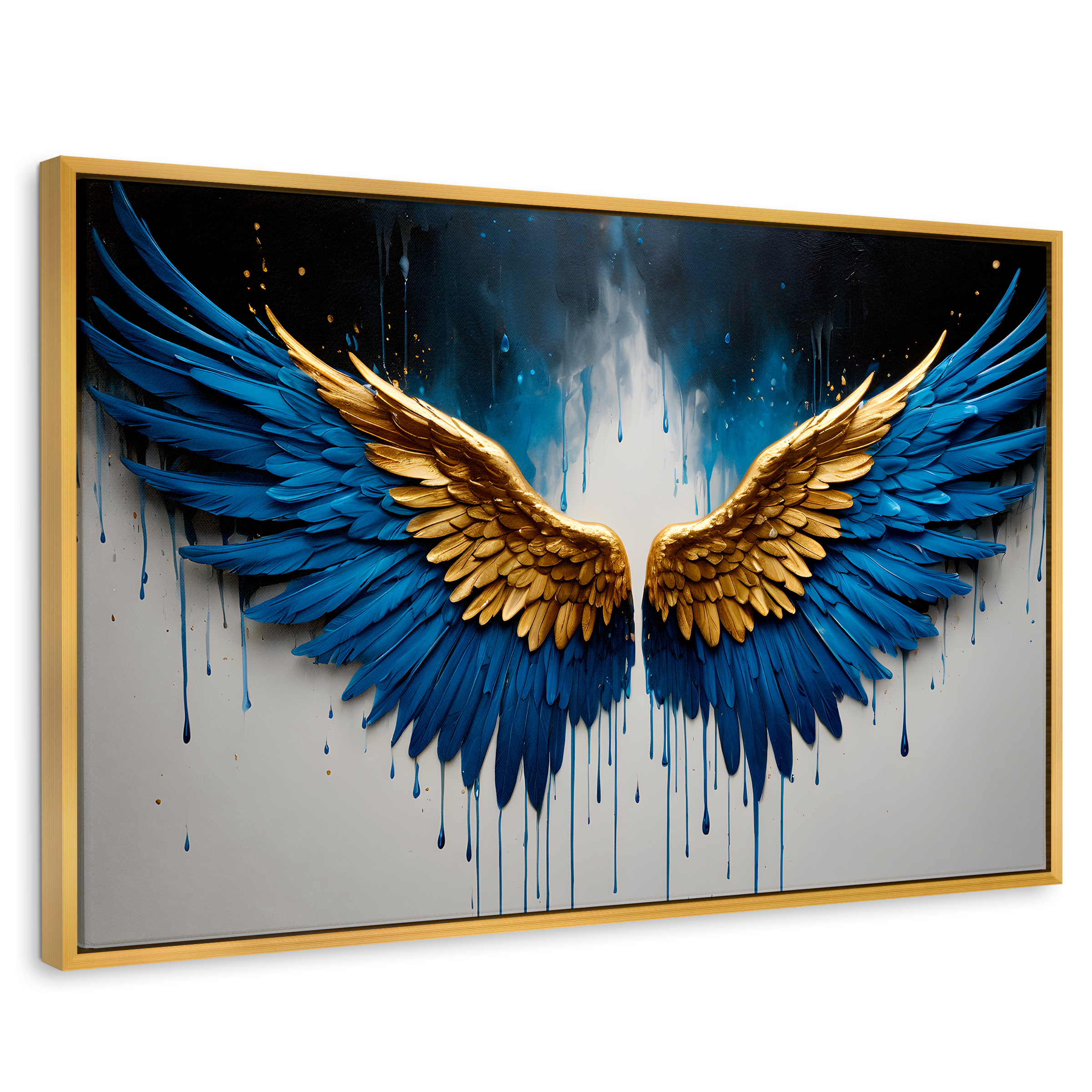 Cuadro Decorativo Marco Flotante Vuelo Celestial 90x60 Marco Dorado