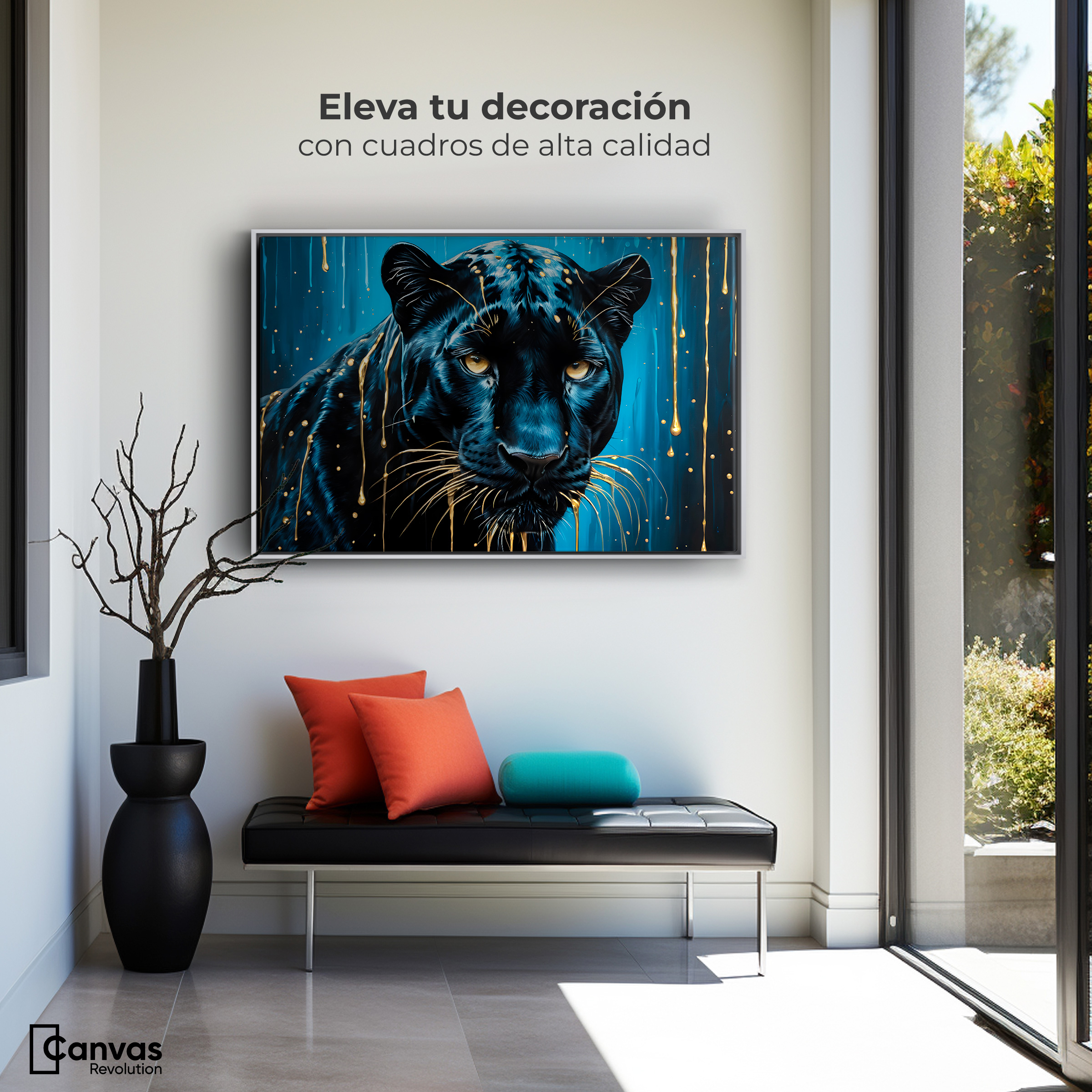 Foto 4 pulgar | Cuadro Decorativo Marco Flotante Mirada Nocturna 90x60 Marco Blanco