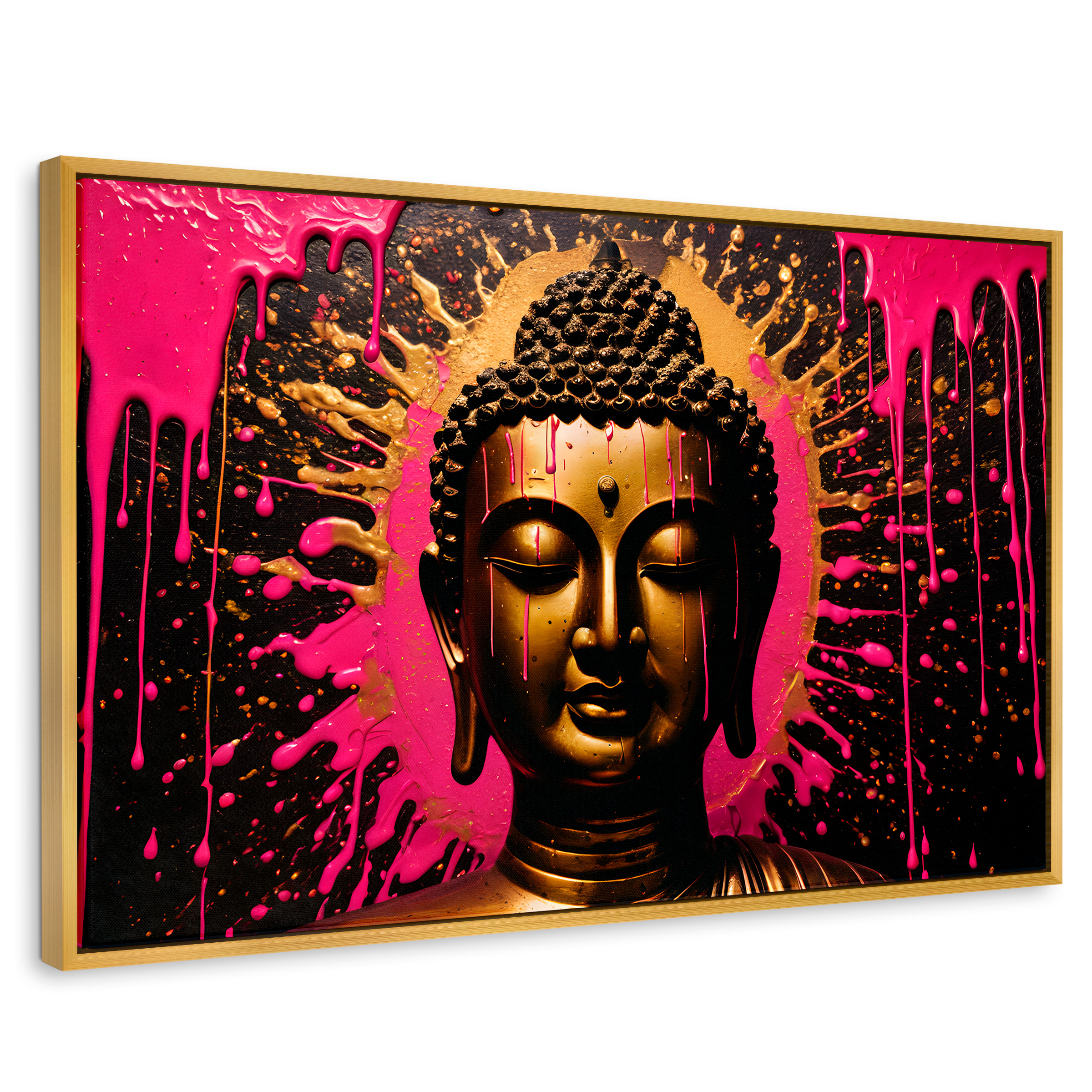 Foto 2 pulgar | Cuadro Decorativo Marco Flotante Buda Reflejo Oro Rosa 90x60 Marco Dorado