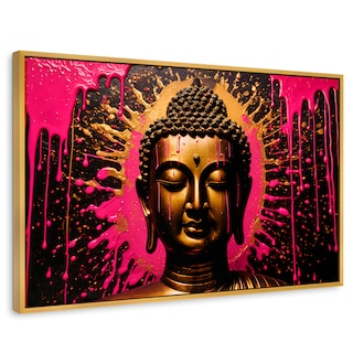 Foto 1 | Cuadro Decorativo Marco Flotante Buda Reflejo Oro Rosa 90x60 Marco Dorado