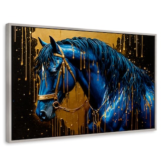 Foto 1 | Cuadro Decorativo Marco Flotante Elegancia Azul Oro 90x60 Marco Plateado