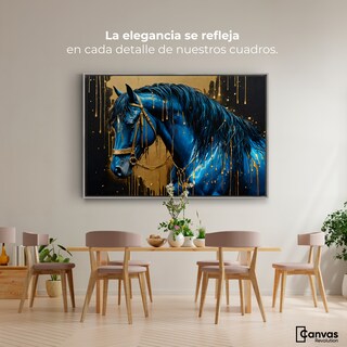 Foto 2 | Cuadro Decorativo Marco Flotante Elegancia Azul Oro 90x60 Marco Plateado