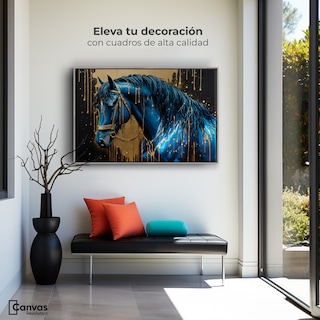 Foto 3 | Cuadro Decorativo Marco Flotante Elegancia Azul Oro 90x60 Marco Plateado