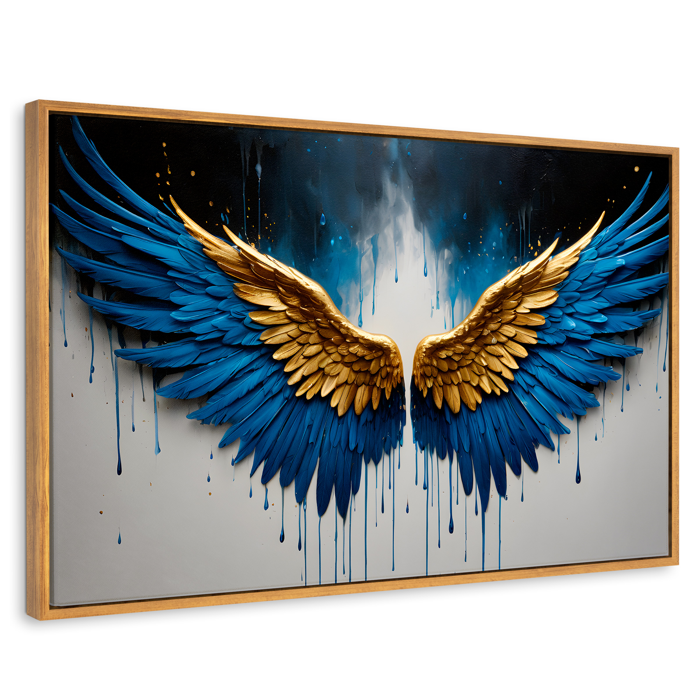 Cuadro Decorativo Marco Flotante Vuelo Celestial 90x60 Marco Madera