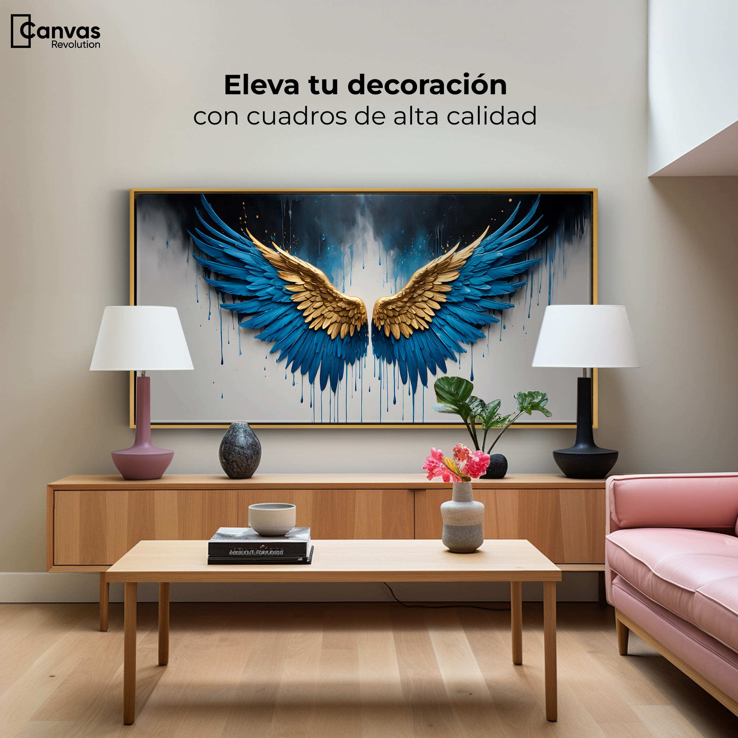 Foto 4 pulgar | Cuadro Decorativo Marco Flotante Vuelo Celestial 120x60 Marco Dorado