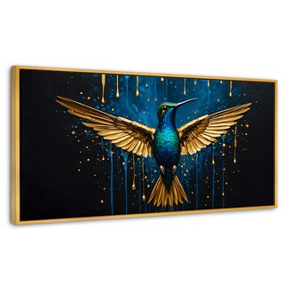 Foto 1 | Cuadro Decorativo Marco Flotante Colibrí Destellos 120x60 Marco Dorado
