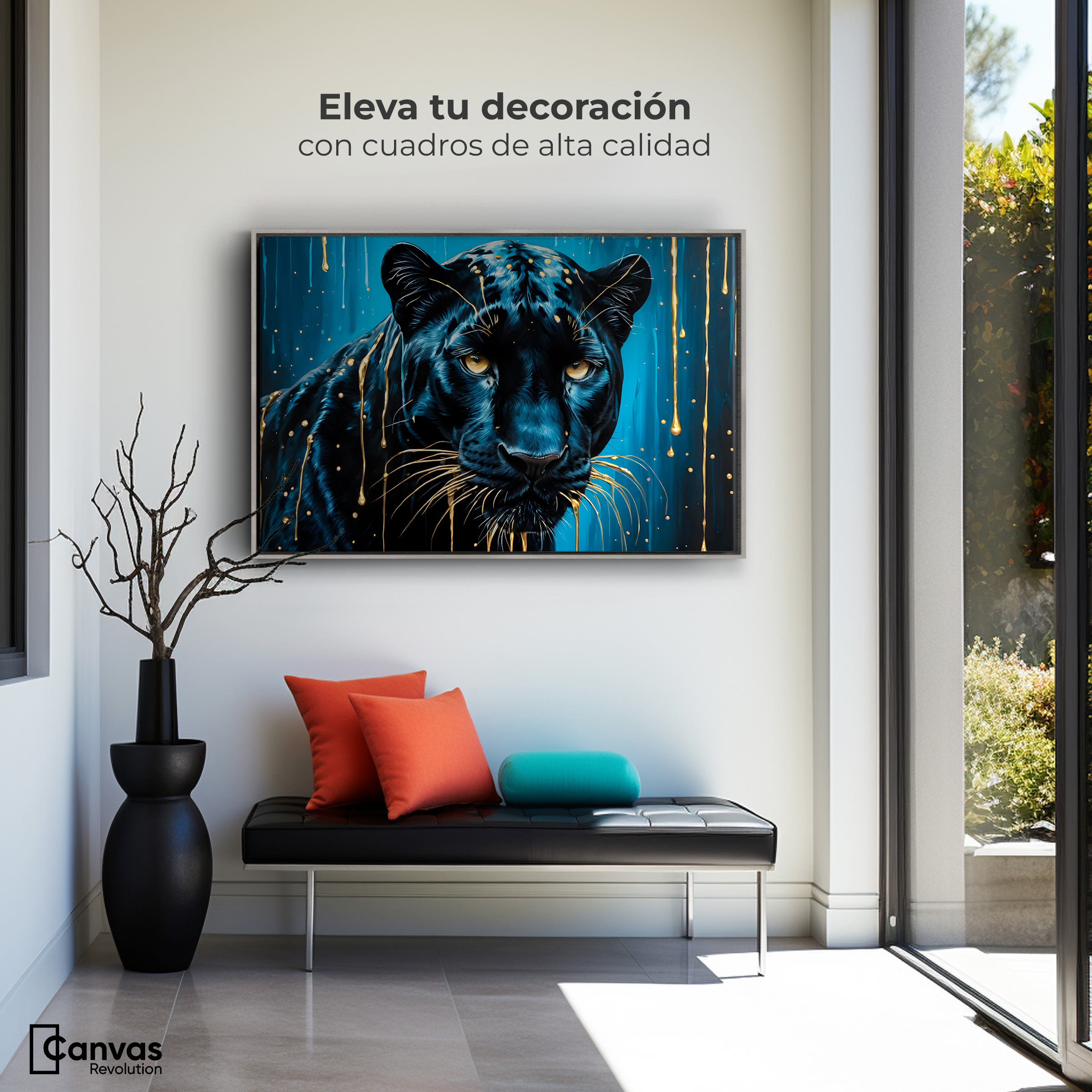 Foto 4 pulgar | Cuadro Decorativo Marco Flotante Mirada Nocturna 90x60 Marco Plateado