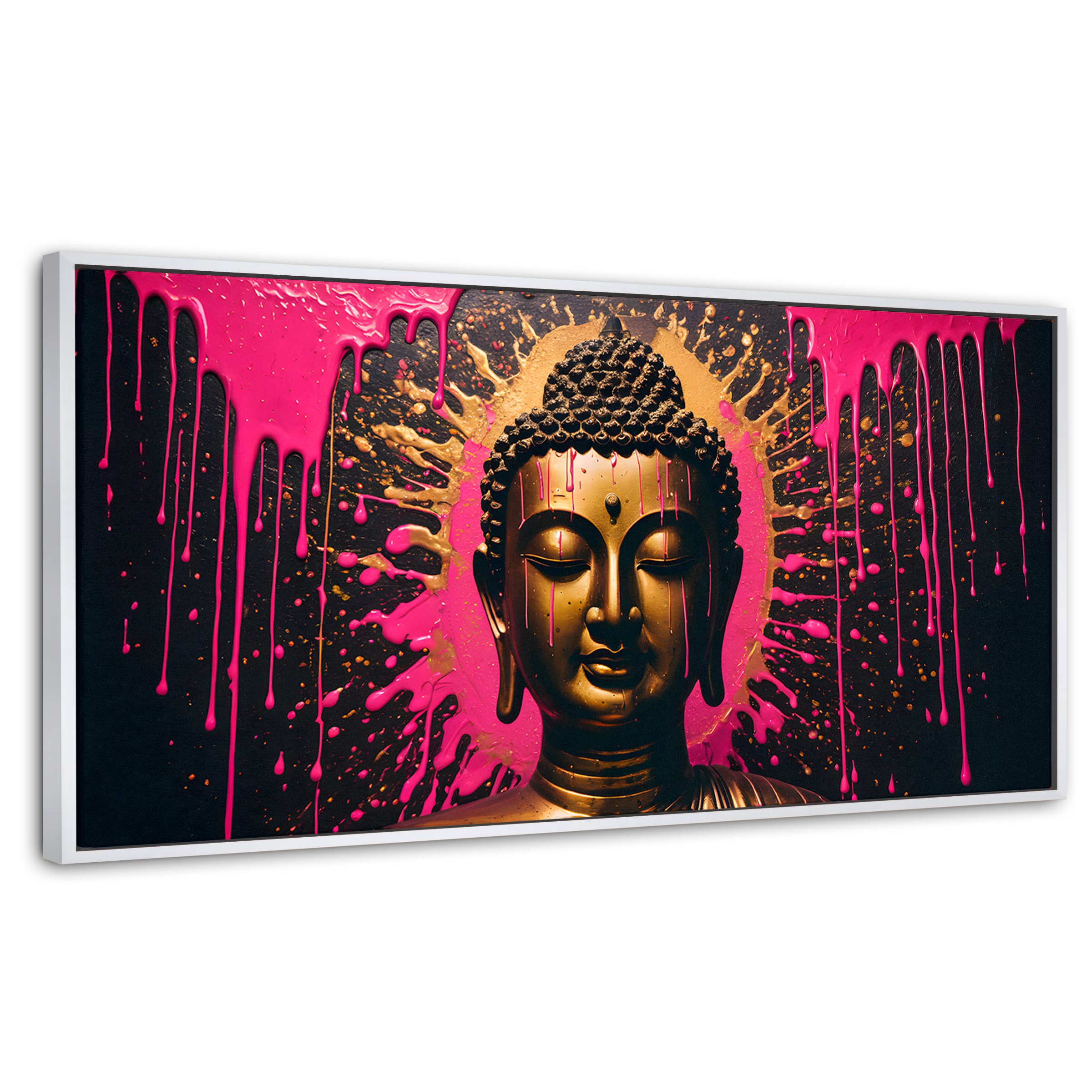 Foto 2 pulgar | Cuadro Decorativo Marco Flotante Buda Reflejo Oro Rosa 120x60 Marco Blanco