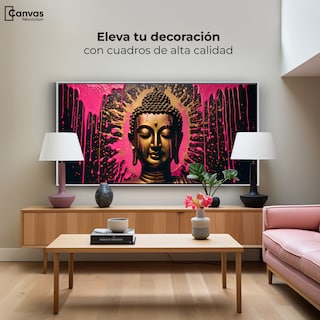 Foto 3 | Cuadro Decorativo Marco Flotante Buda Reflejo Oro Rosa 120x60 Marco Blanco