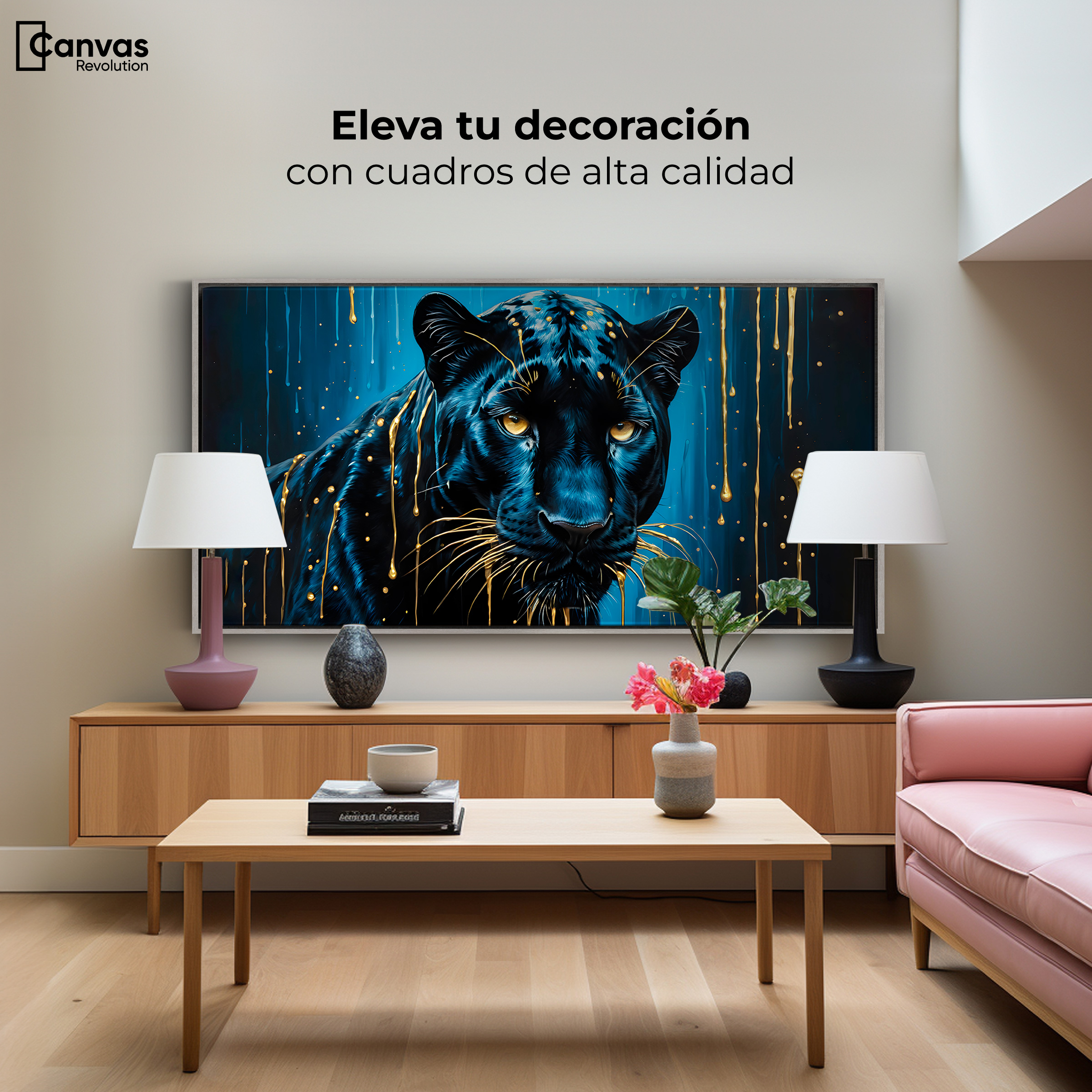 Foto 4 pulgar | Cuadro Decorativo Marco Flotante Mirada Nocturna 120x60 Marco Plateado