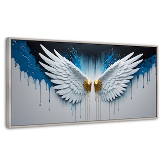 Foto 1 | Cuadro Decorativo Marco Flotante Alas Corazón Dorado 120x60 Marco Plateado