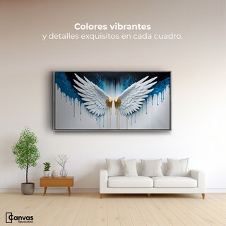 Foto 2 | Cuadro Decorativo Marco Flotante Alas Corazón Dorado 120x60 Marco Plateado