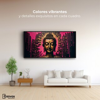 Foto 2 | Cuadro Decorativo Marco Flotante Buda Reflejo Oro Rosa 120x60 Marco Negro