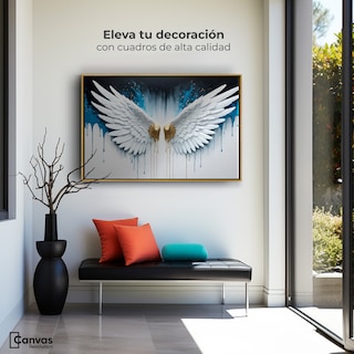Foto 3 | Cuadro Decorativo Marco Flotante Alas Corazón Dorado 90x60 Marco Dorado