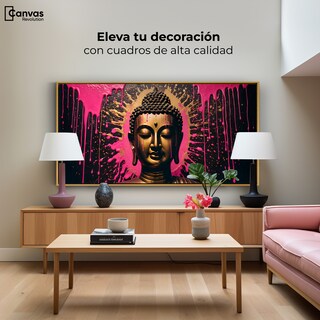 Foto 3 | Cuadro Decorativo Marco Flotante Buda Reflejo Oro Rosa 120x60 Marco Dorado