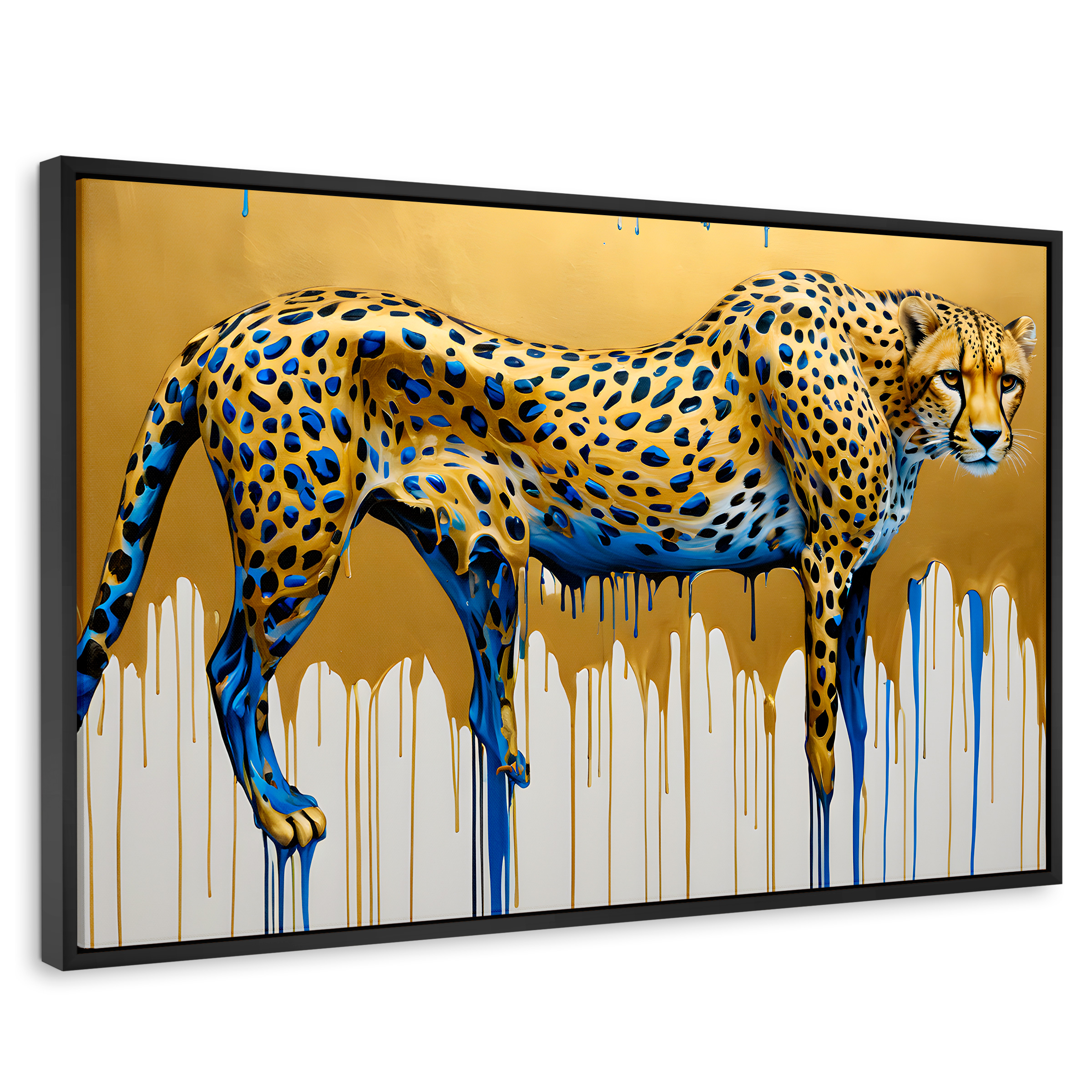 Cuadro Decorativo Marco Flotante Majestad Derretida 90x60 Marco Negro
