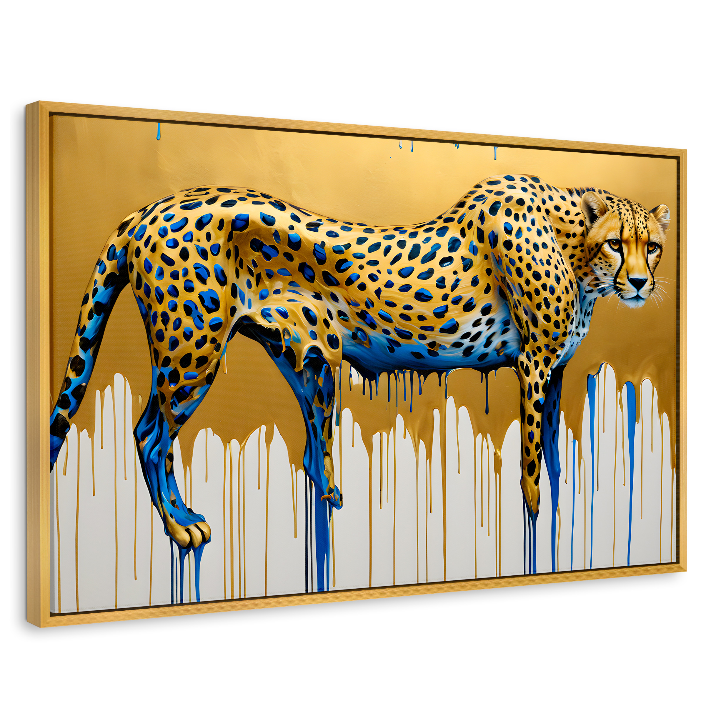 Cuadro Decorativo Marco Flotante Majestad Derretida 90x60 Marco Dorado