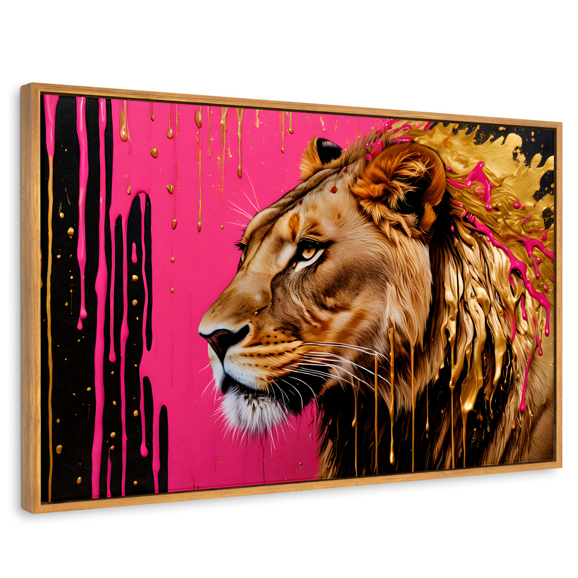 Cuadro Decorativo Marco Flotante Melena Majestuosa 90x60 Marco Madera