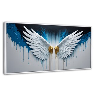 Foto 1 | Cuadro Decorativo Marco Flotante Alas Corazón Dorado 120x60 Marco Blanco