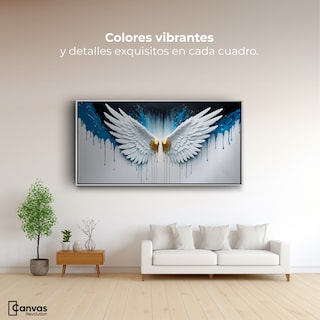 Foto 2 | Cuadro Decorativo Marco Flotante Alas Corazón Dorado 120x60 Marco Blanco