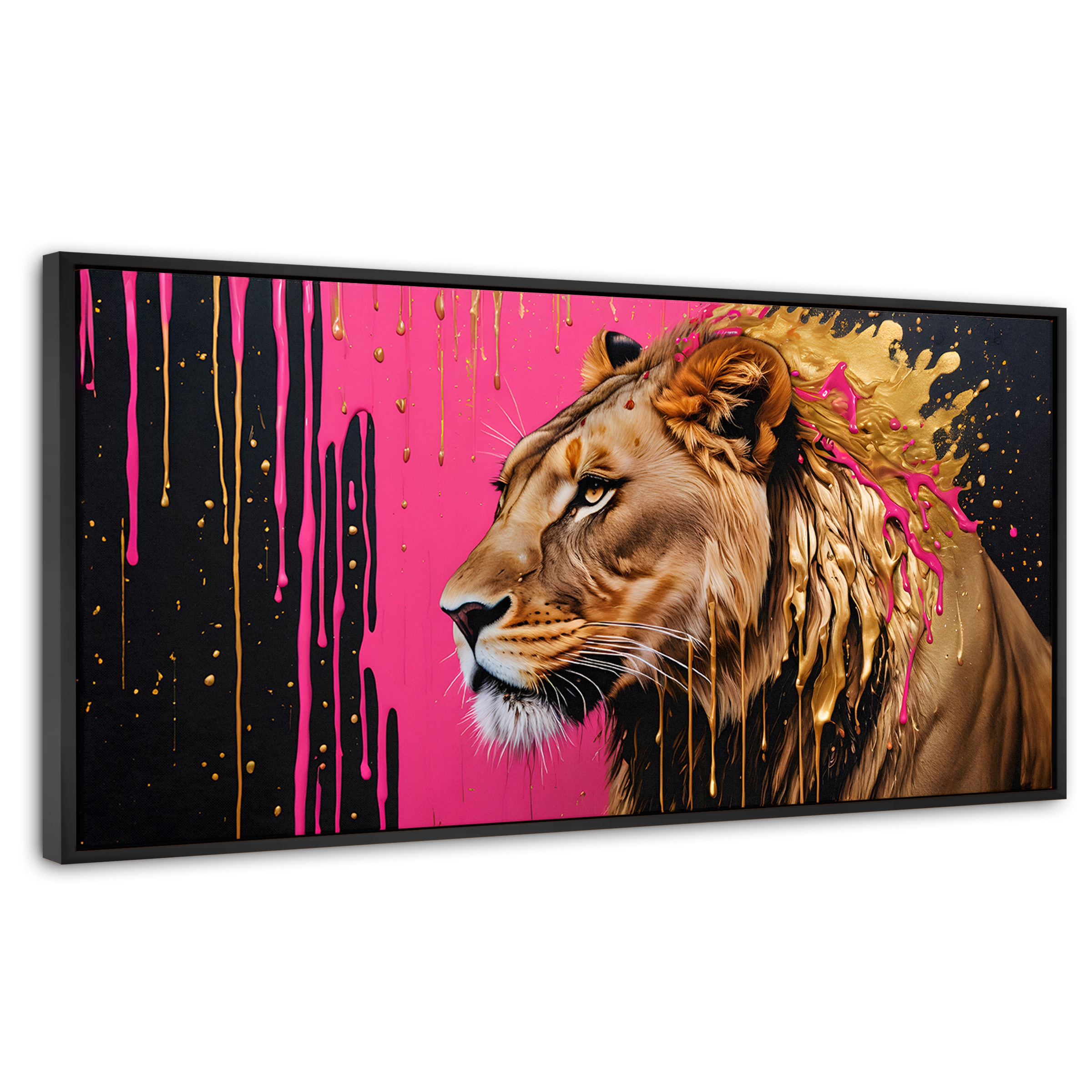 Cuadro Decorativo Marco Flotante Melena Majestuosa 120x60 Marco Negro