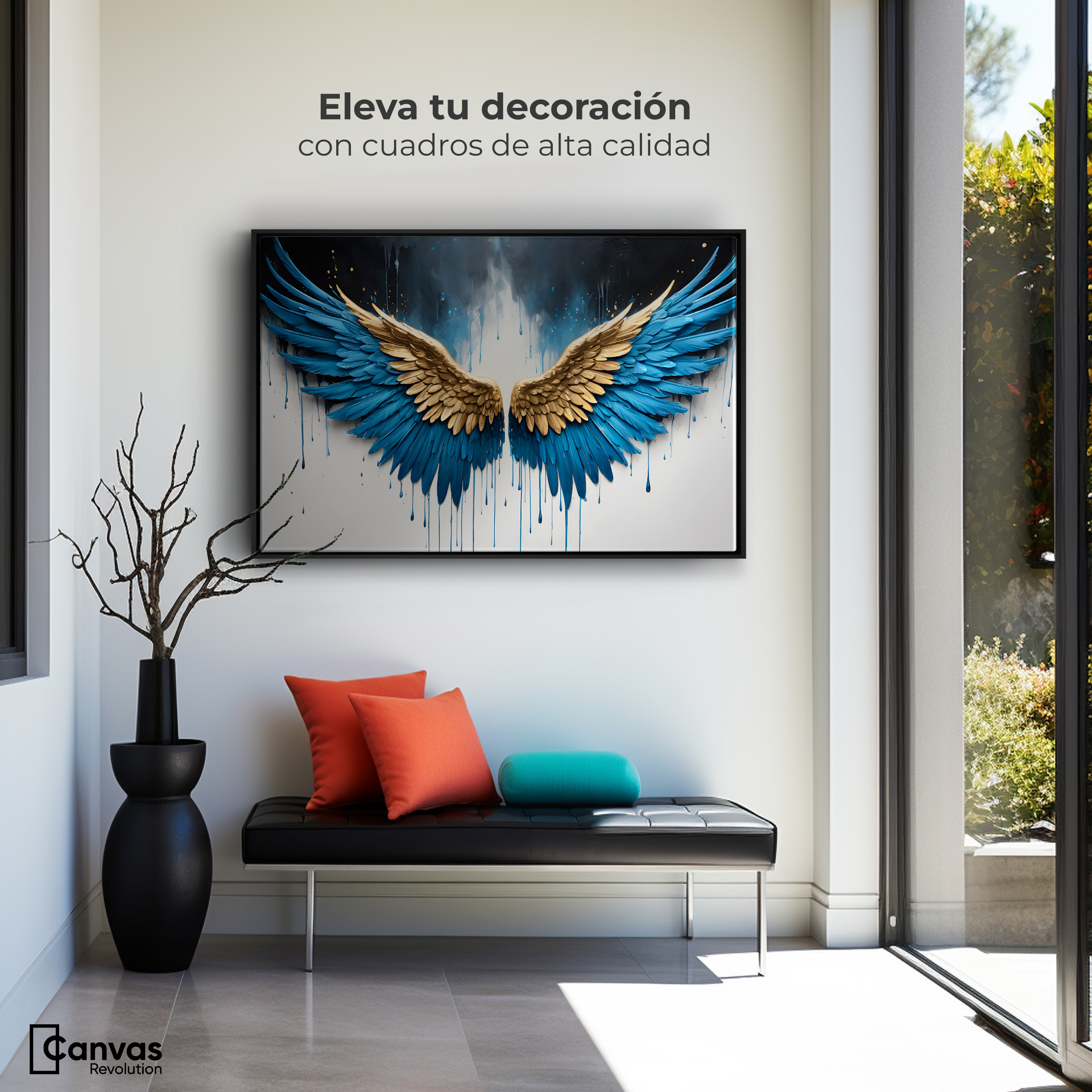 Foto 4 pulgar | Cuadro Decorativo Marco Flotante Vuelo Celestial 90x60 Marco Negro