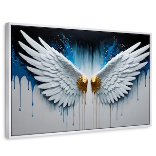 Foto 1 | Cuadro Decorativo Marco Flotante Alas Corazón Dorado 90x60 Marco Blanco